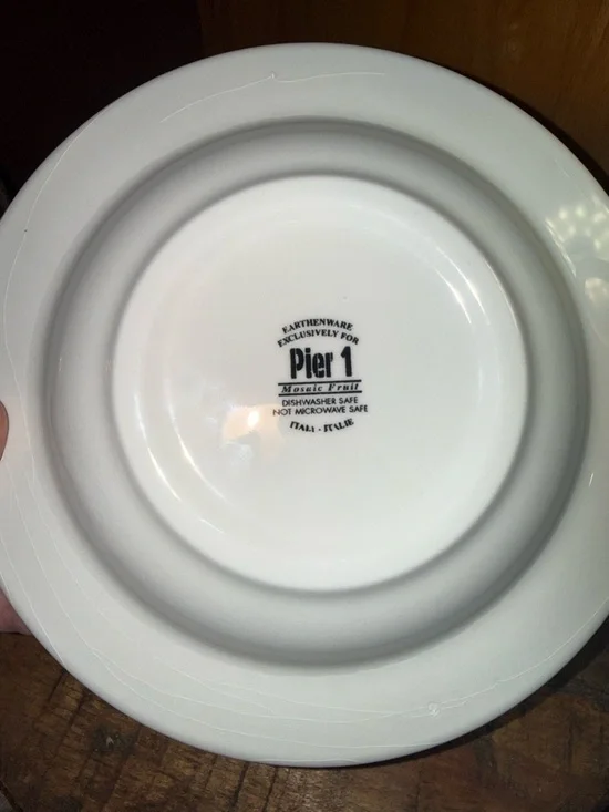 Pier 1 Set Of 6 Mosaic Fruit Earthenware Soup Bowls, Multicolor, Dishwasher Safe - Picture 3 of 5